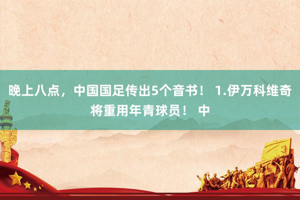 晚上八点，中国国足传出5个音书！ 1.伊万科维奇将重用年青球员！ 中