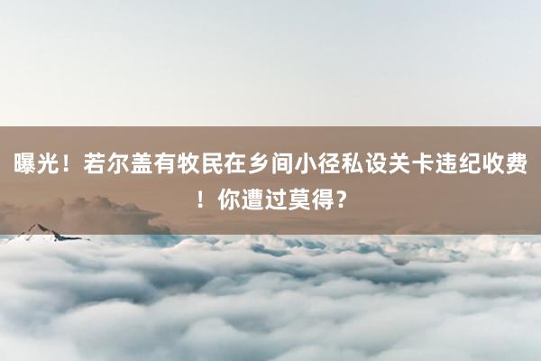 曝光！若尔盖有牧民在乡间小径私设关卡违纪收费！你遭过莫得？