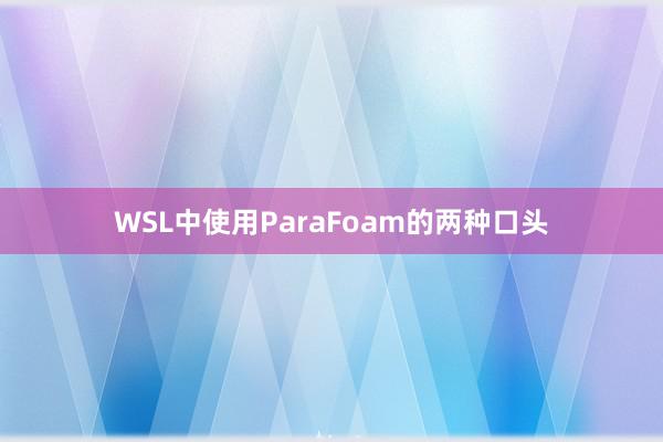 WSL中使用ParaFoam的两种口头