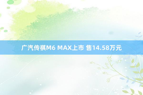 广汽传祺M6 MAX上市 售14.58万元