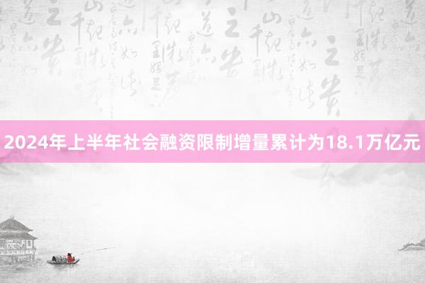 2024年上半年社会融资限制增量累计为18.1万亿元