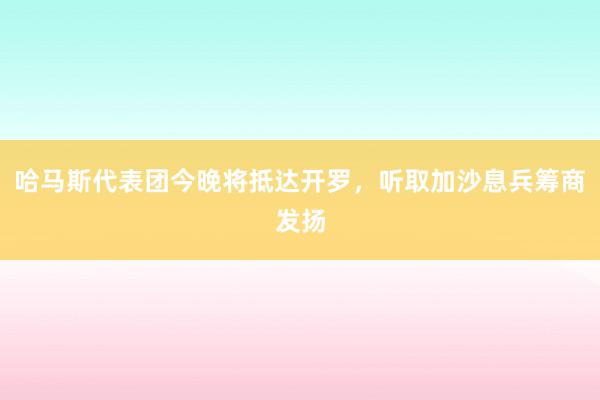 哈马斯代表团今晚将抵达开罗，听取加沙息兵筹商发扬