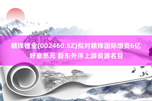 赣锋锂业(002460.SZ)拟对赣锋国际增资6亿好意思元 股东外洋上游资源名目