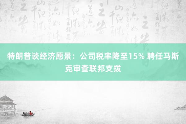 特朗普谈经济愿景：公司税率降至15% 聘任马斯克审查联邦支拨