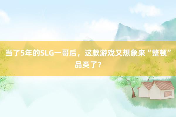 当了5年的SLG一哥后，这款游戏又想象来“整顿”品类了？