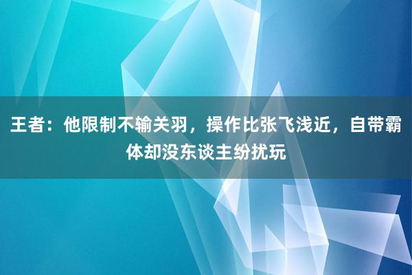 王者：他限制不输关羽，操作比张飞浅近，自带霸体却没东谈主纷扰玩