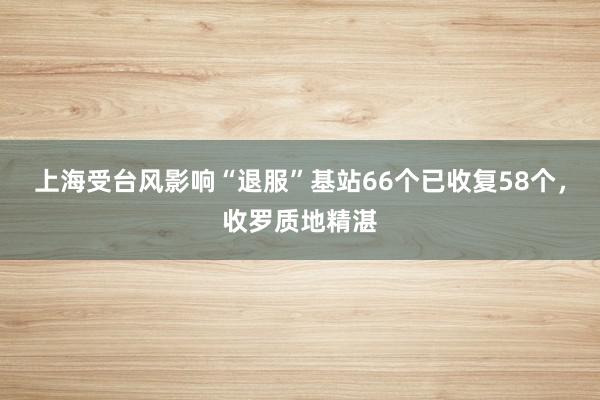 上海受台风影响“退服”基站66个已收复58个，收罗质地精湛