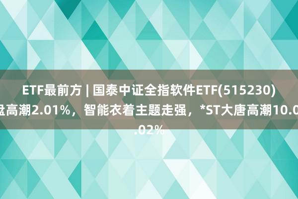 ETF最前方 | 国泰中证全指软件ETF(515230)早盘高潮2.01%，智能衣着主题走强，*ST大唐高潮10.02%