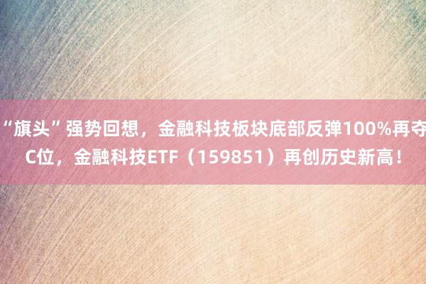 “旗头”强势回想，金融科技板块底部反弹100%再夺C位，金融科技ETF（159851）再创历史新高！